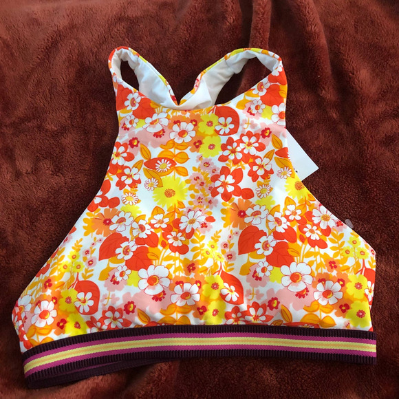 nwt aerie high neck floral bikini top medium - Picture 1 of 3
